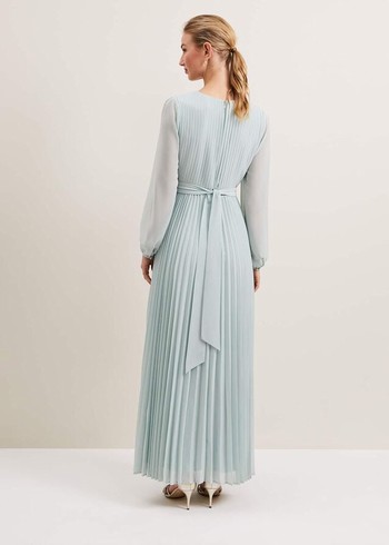 Phase Eight Alecia Pleat Dress Blue Canada | CMGWLR-862